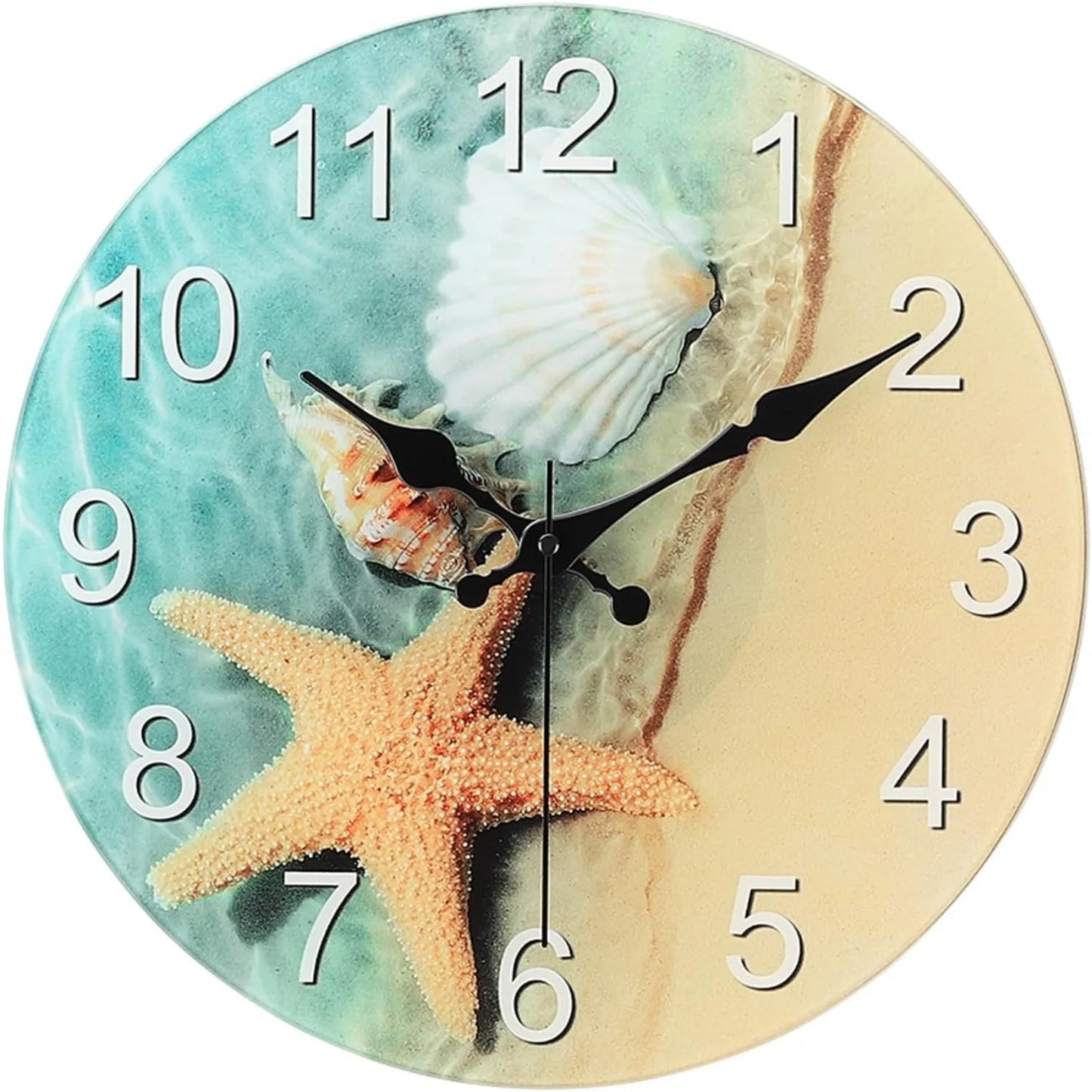 Hign-concerned 12 Inch Silent Non-Ticking Beach Sunrise Wall Clock