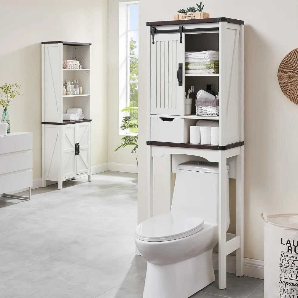 RBXCH Over Toilet Storage Cabinet With Sliding Barn Door