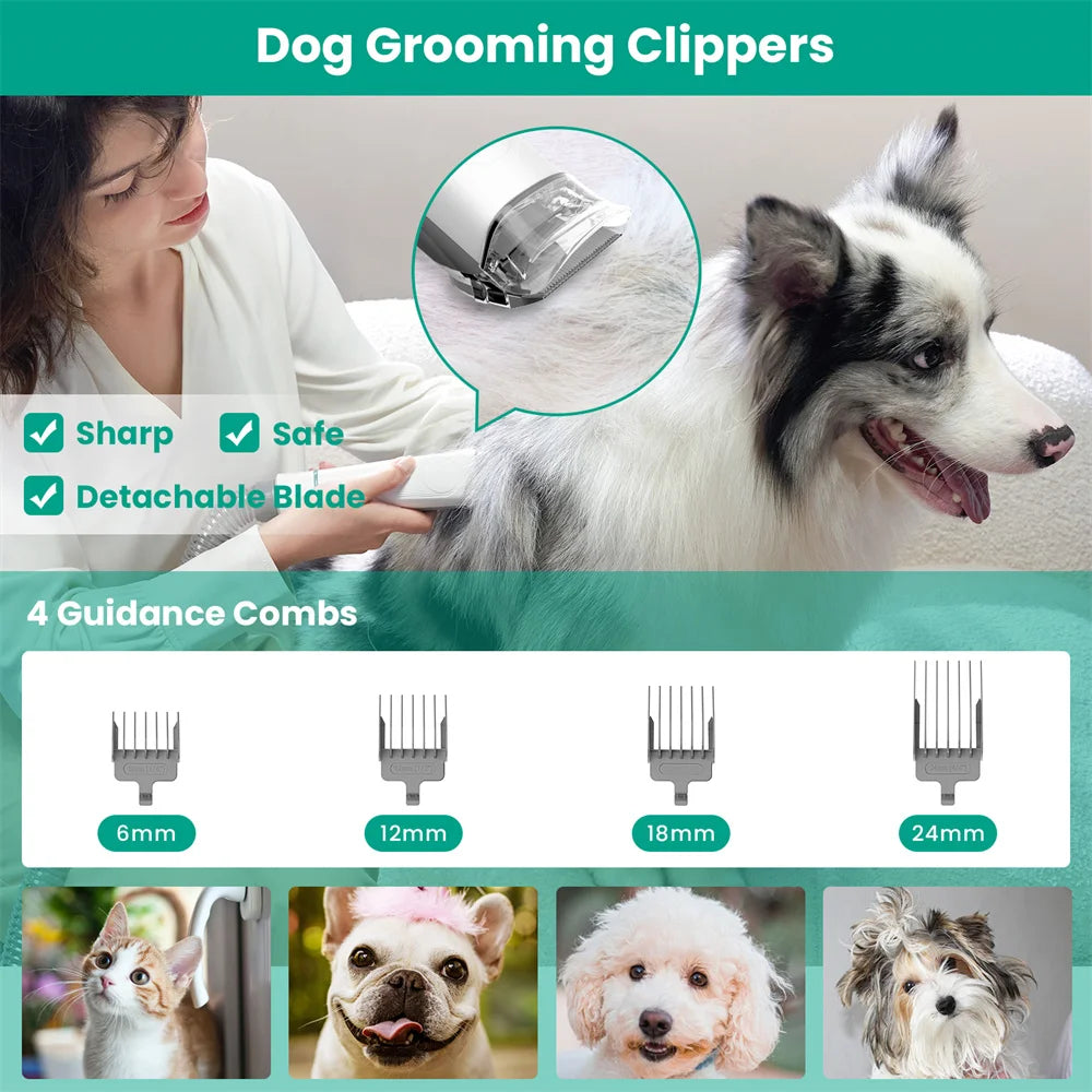 Pet Grooming Kit & Vacuum Suction 99% Pet Hair