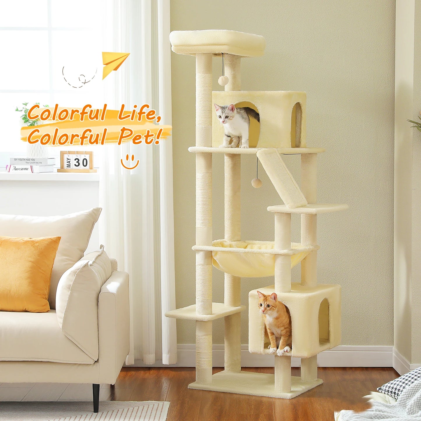 Speedy Pet Large Cat Tree Tower with Scratching Post and Hammock