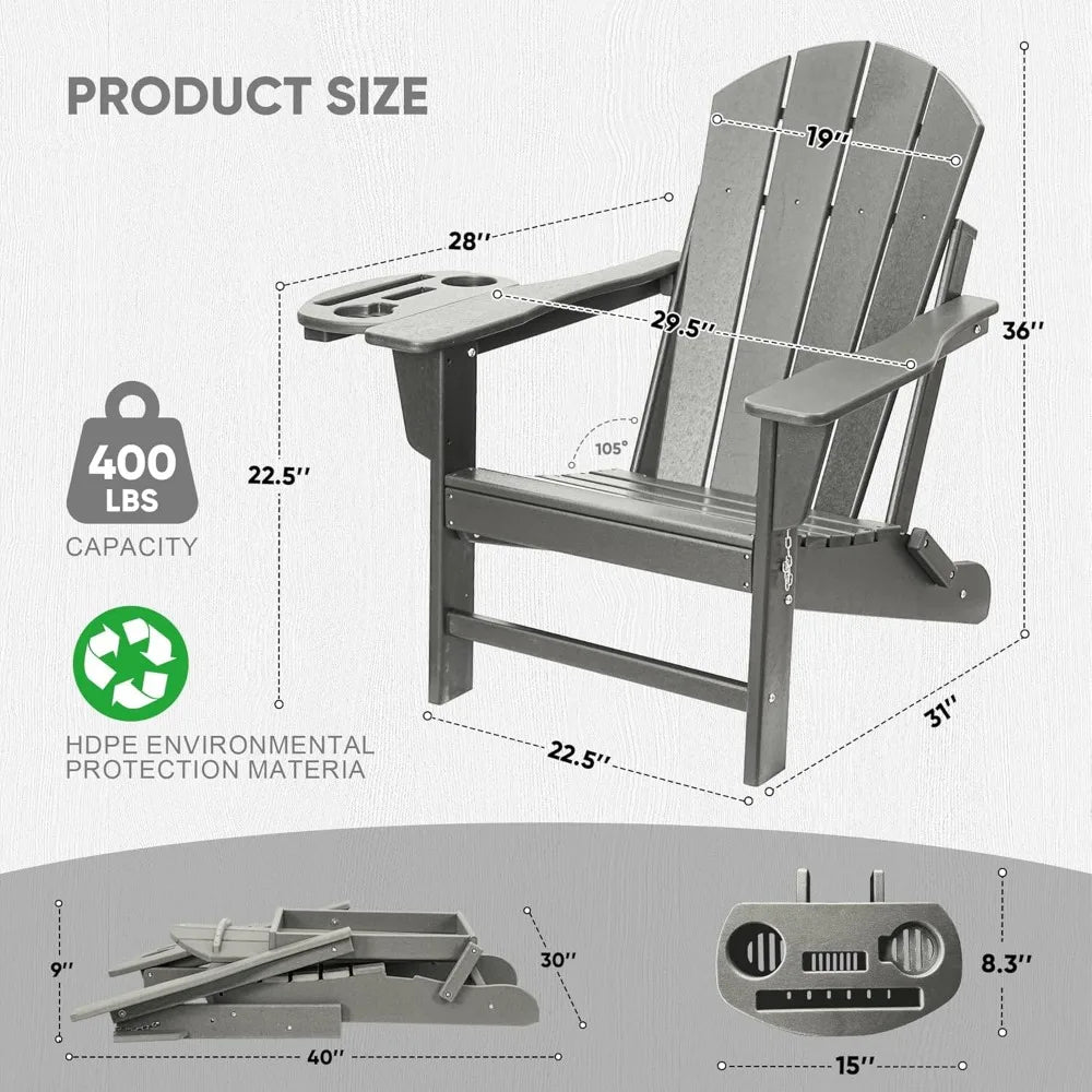 Adirondack Chair w/4 in 1 Cup Holder Trays
