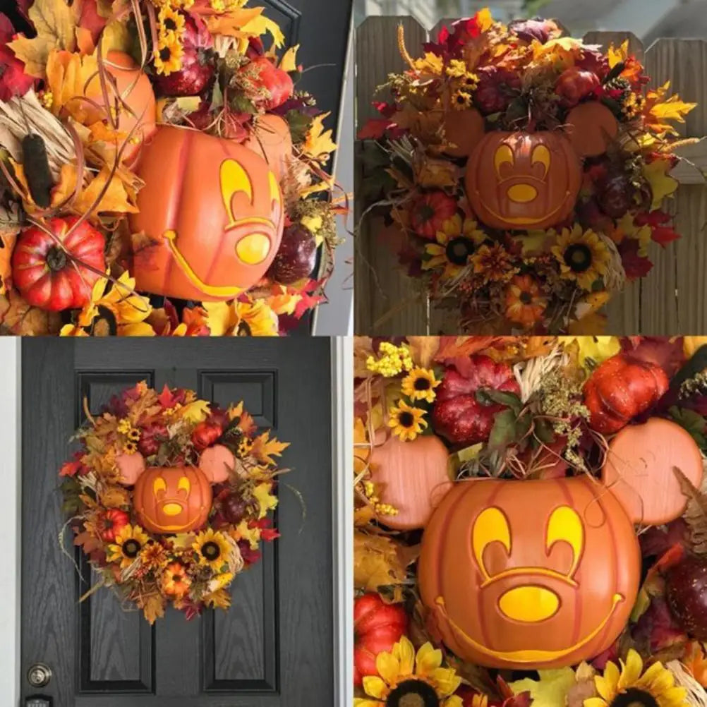 Hign-concerned Halloween Garland Artificial Maple Leaf Wreath Decor