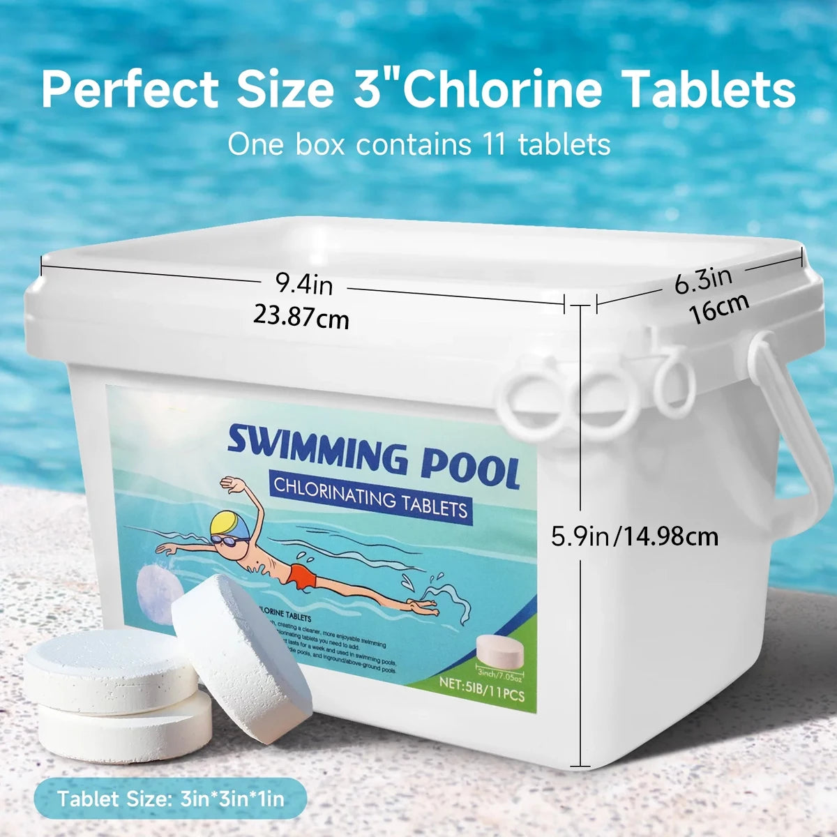 3 Inch 40Lbs Pool Chlorine Tablets - Stabilized Chlorine Tablets for Hot Tubs