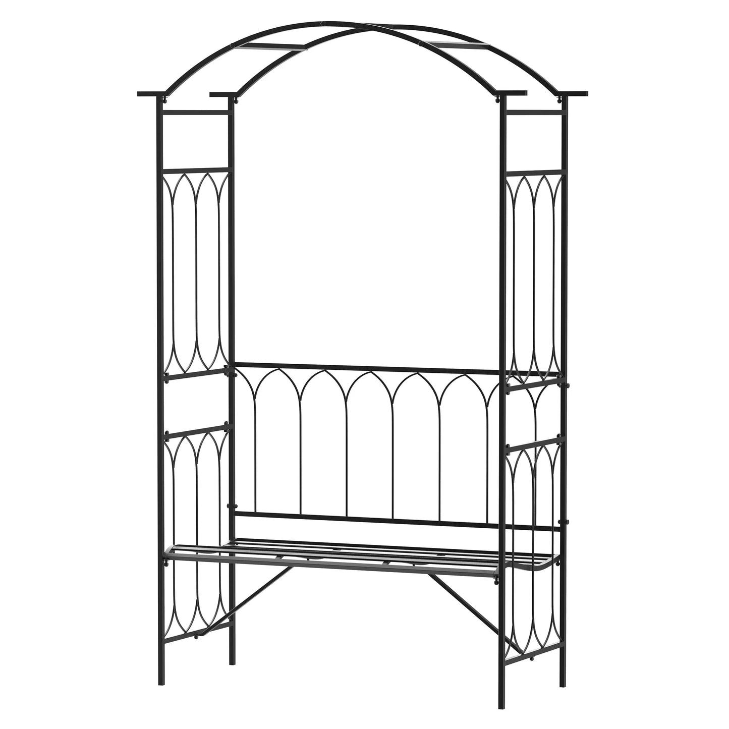 45” Garden Arbor Archway with Bench Seating Black