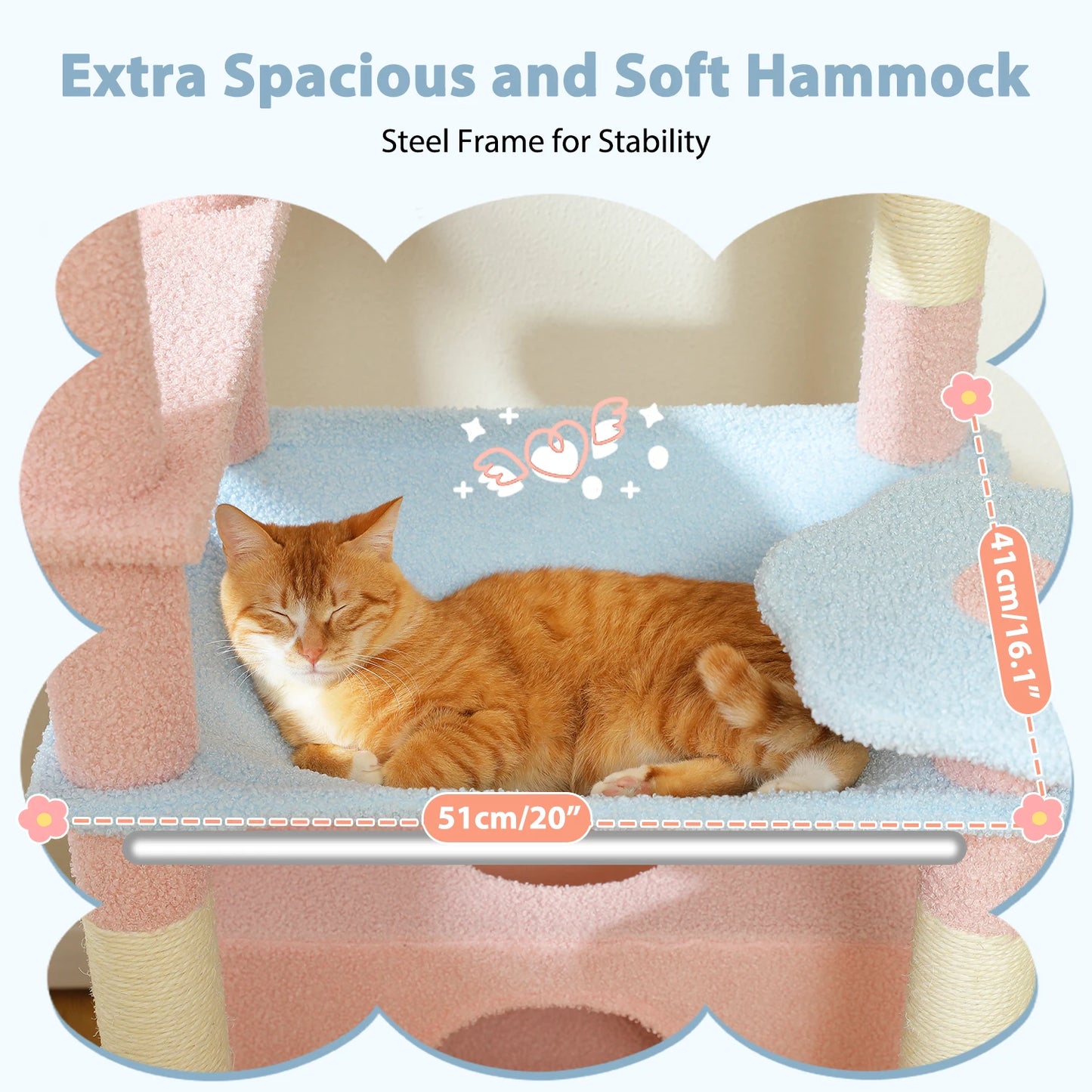 PETEPELA 184cm Cat Tree Tower with Hammock and Scratching Posts