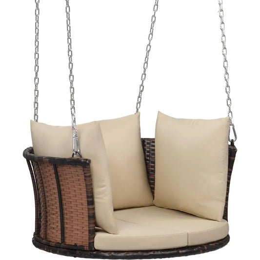 1-Person Round  Porch Swing  Support 440 LBS with Cushions