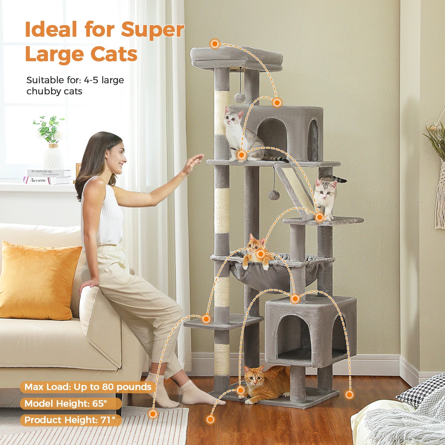 Speedy Pet Large Cat Tree Tower with Sisal Scratching Post