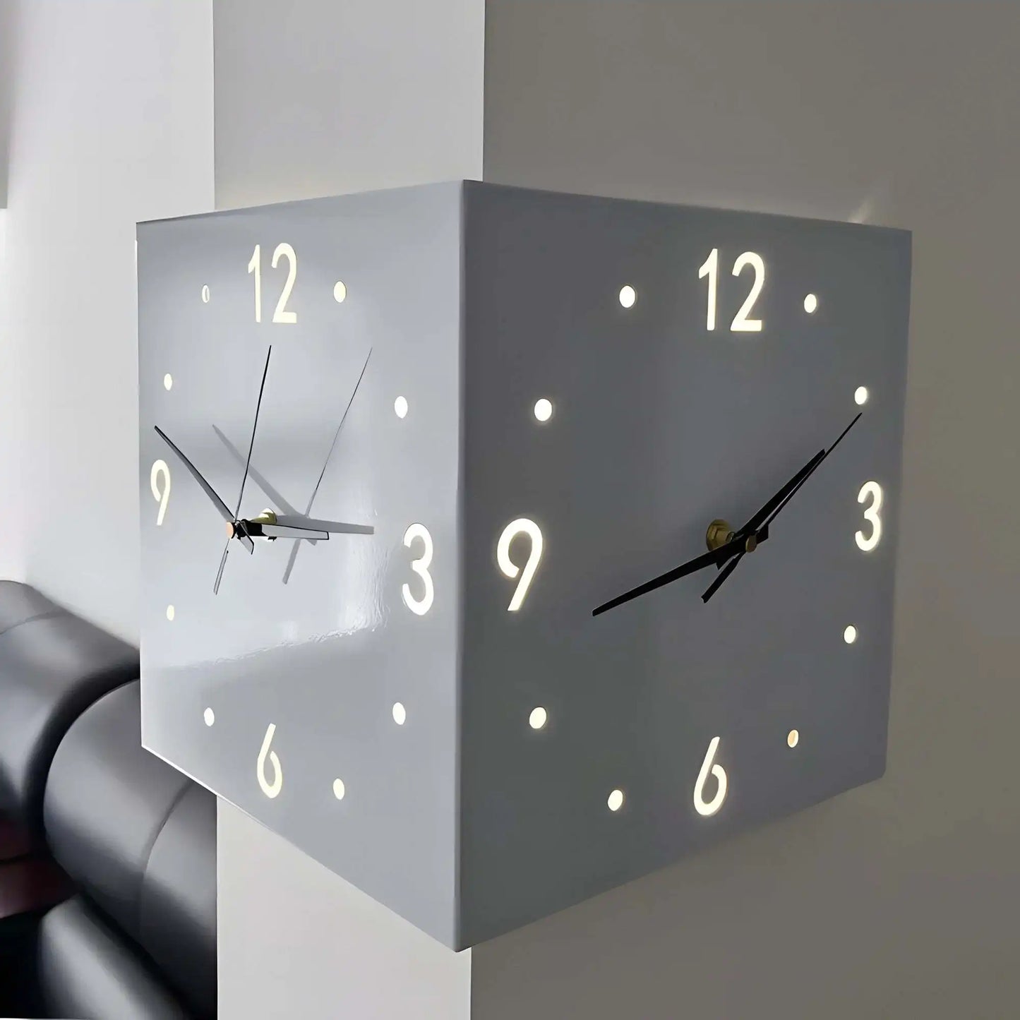 Combination Corner Double Sided Luminous Wall Clock Mute