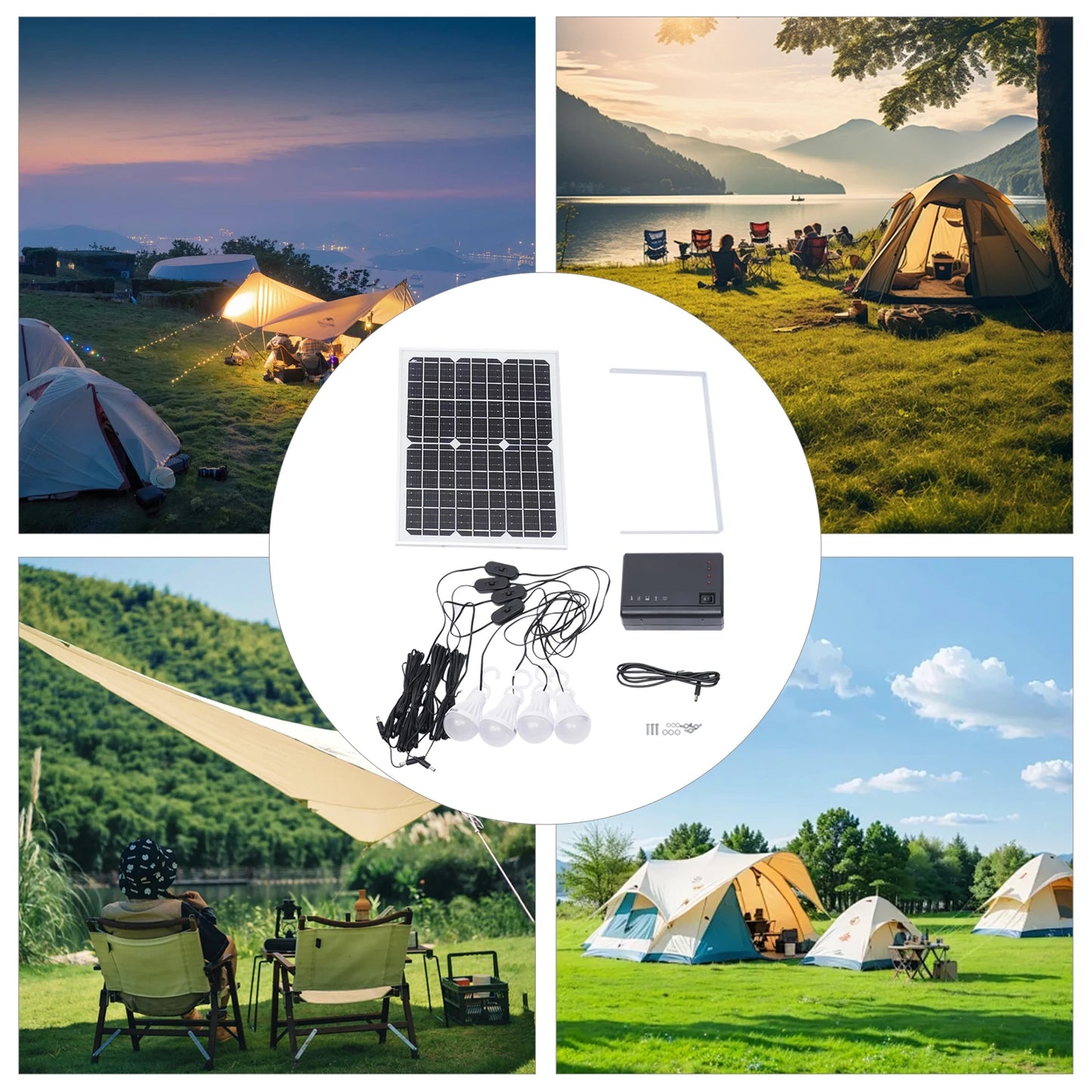 Portable 12V 4A Solar Inverter with Lights EU Standard Wide Voltage