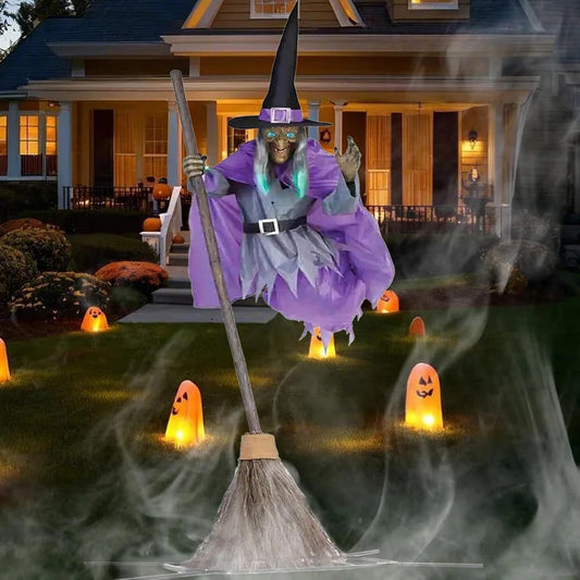 Large Hovering Witch Prop by Color with Glowing Eyes