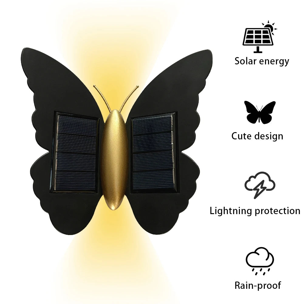 Butterfly Solar Wall Light Outdoor Decorative Lantern IP65 Waterproof