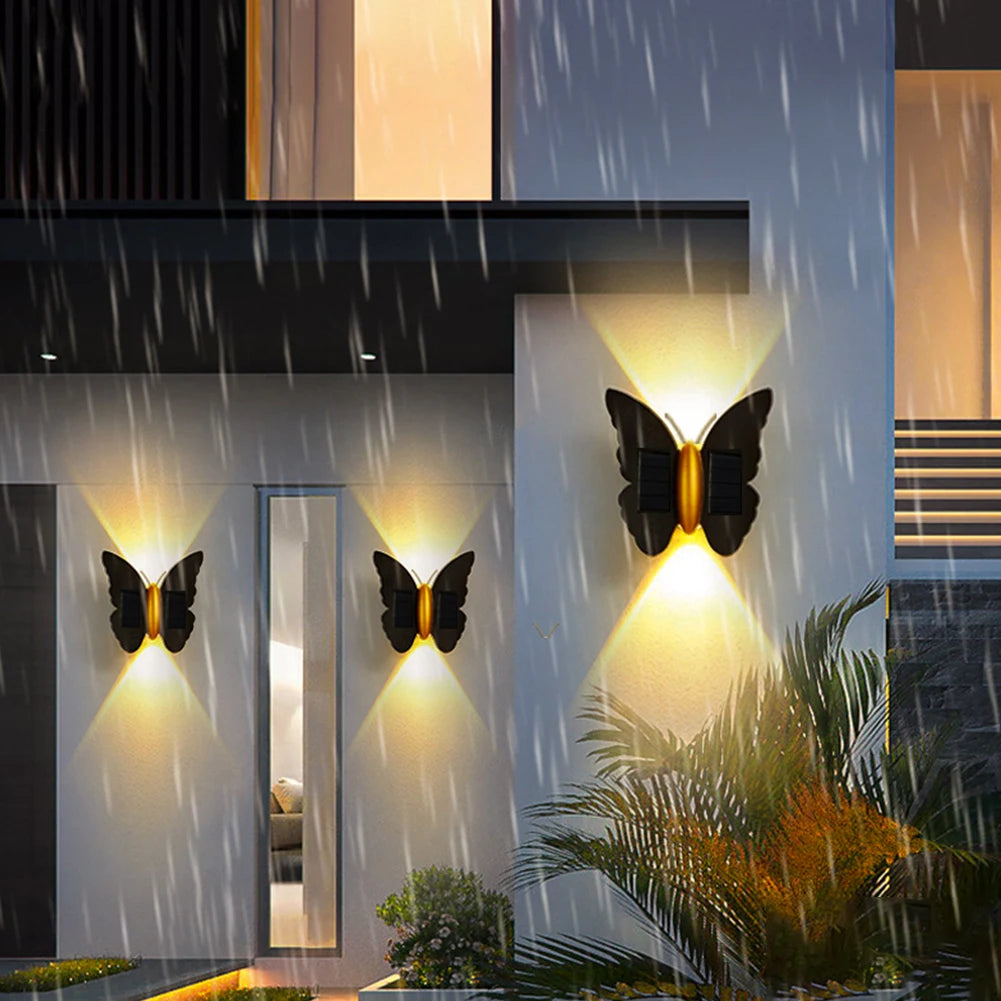Butterfly Solar Wall Light Outdoor Decorative Lantern IP65 Waterproof