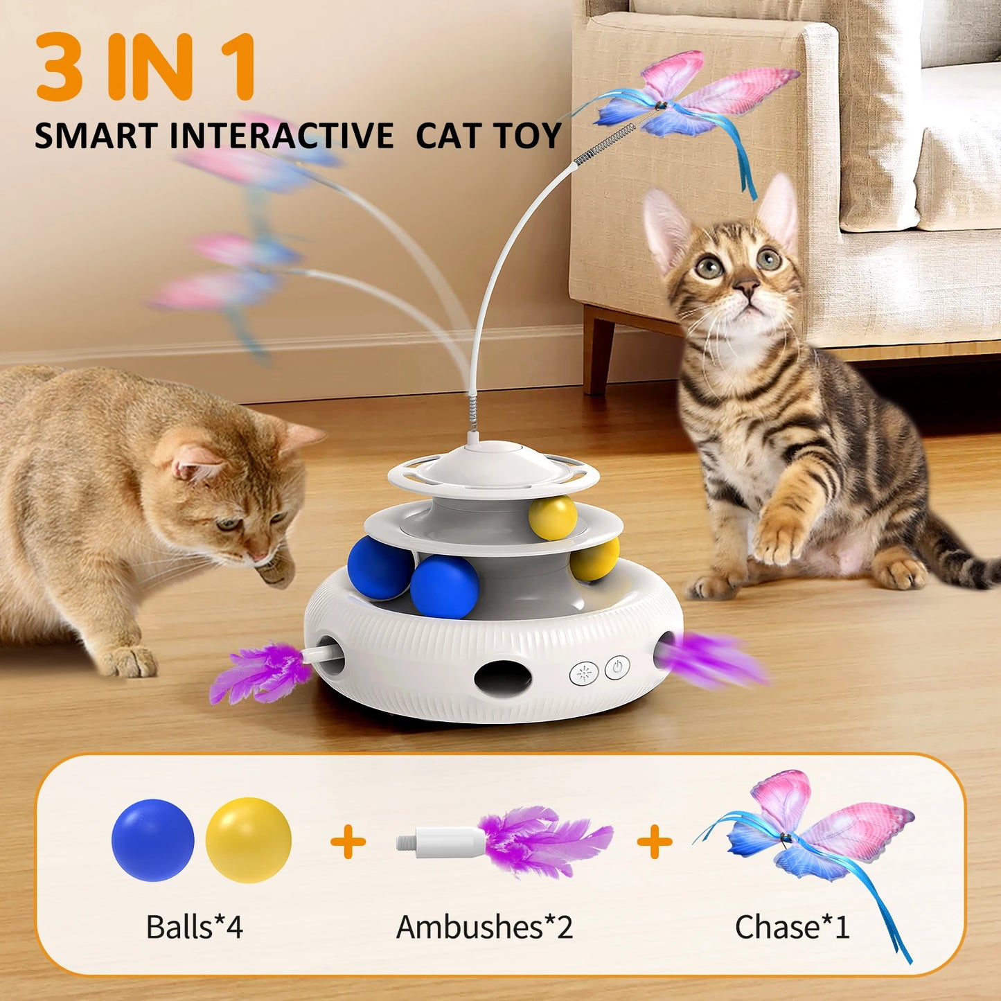 CN Interactive Cat Laser Teaser Puzzle Pet Toy USB Chargeable