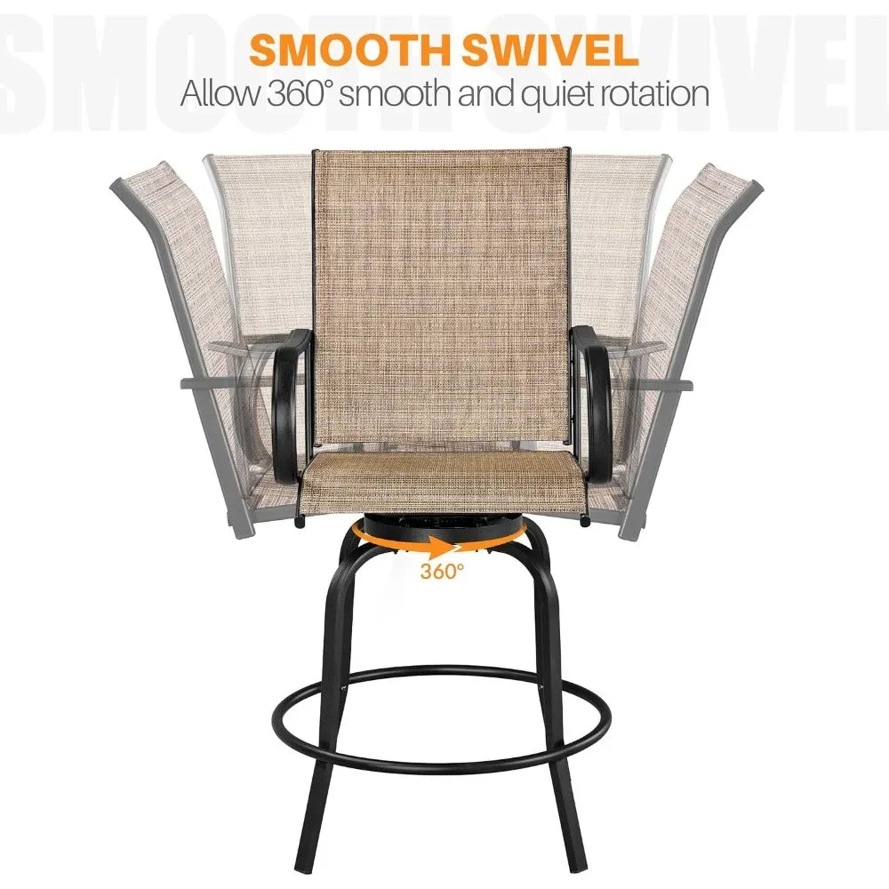 Patio Swivel Bar Stools Outdoor Chairs , All-Weather Patio Stools