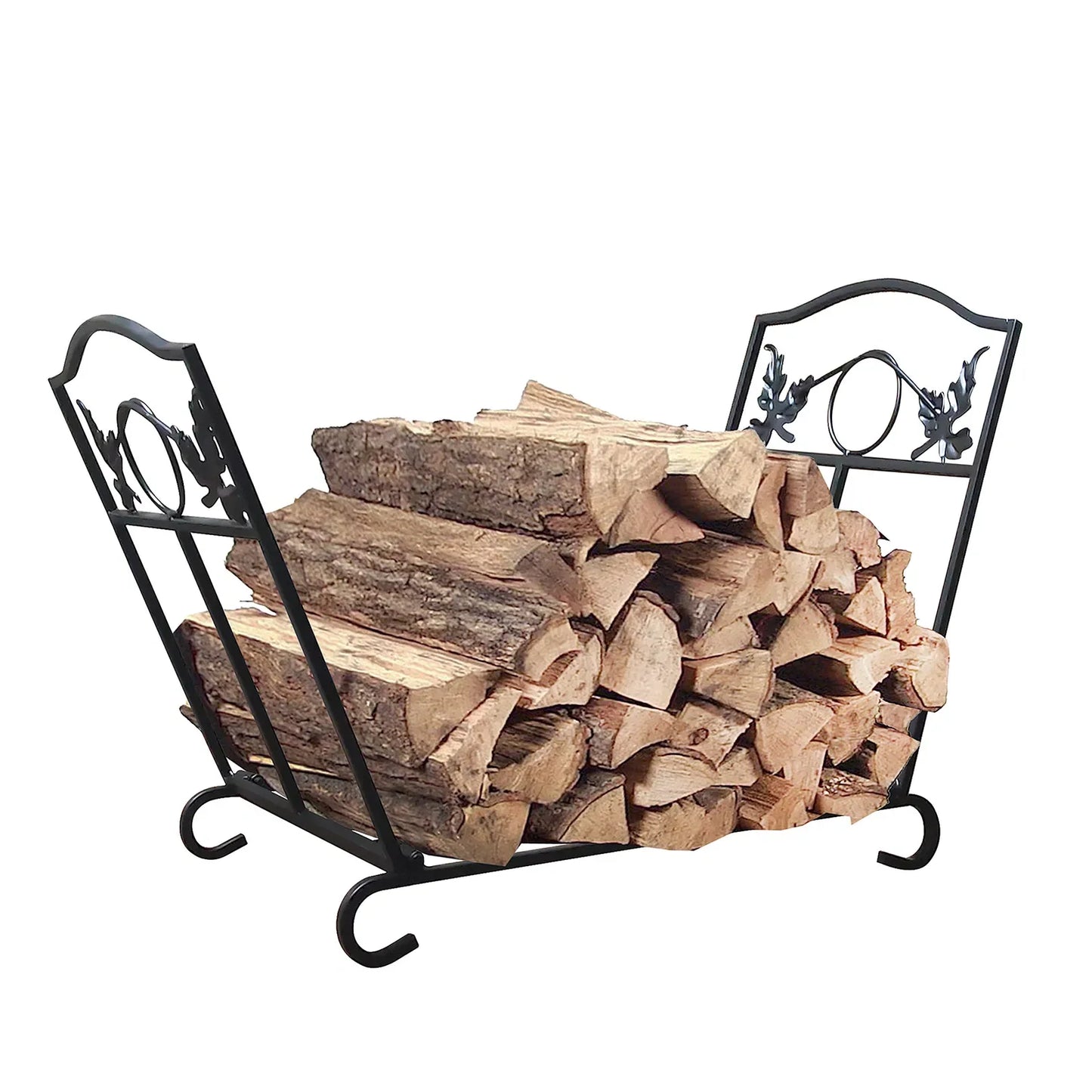 Black Fireplace Stand Firewood Holder Folding Log Storage Rack