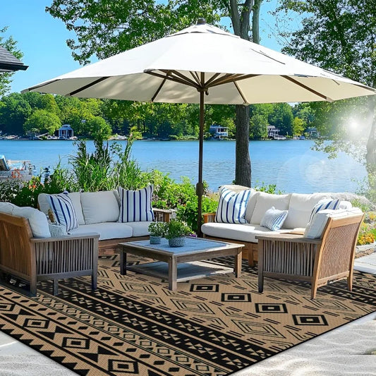 Outdoor Rugs 9x12 ft Patio Waterproof Reversible