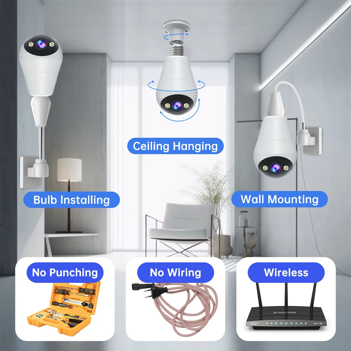JOOAN WiFi Indoor Security Camera with Night Vision and Zoom