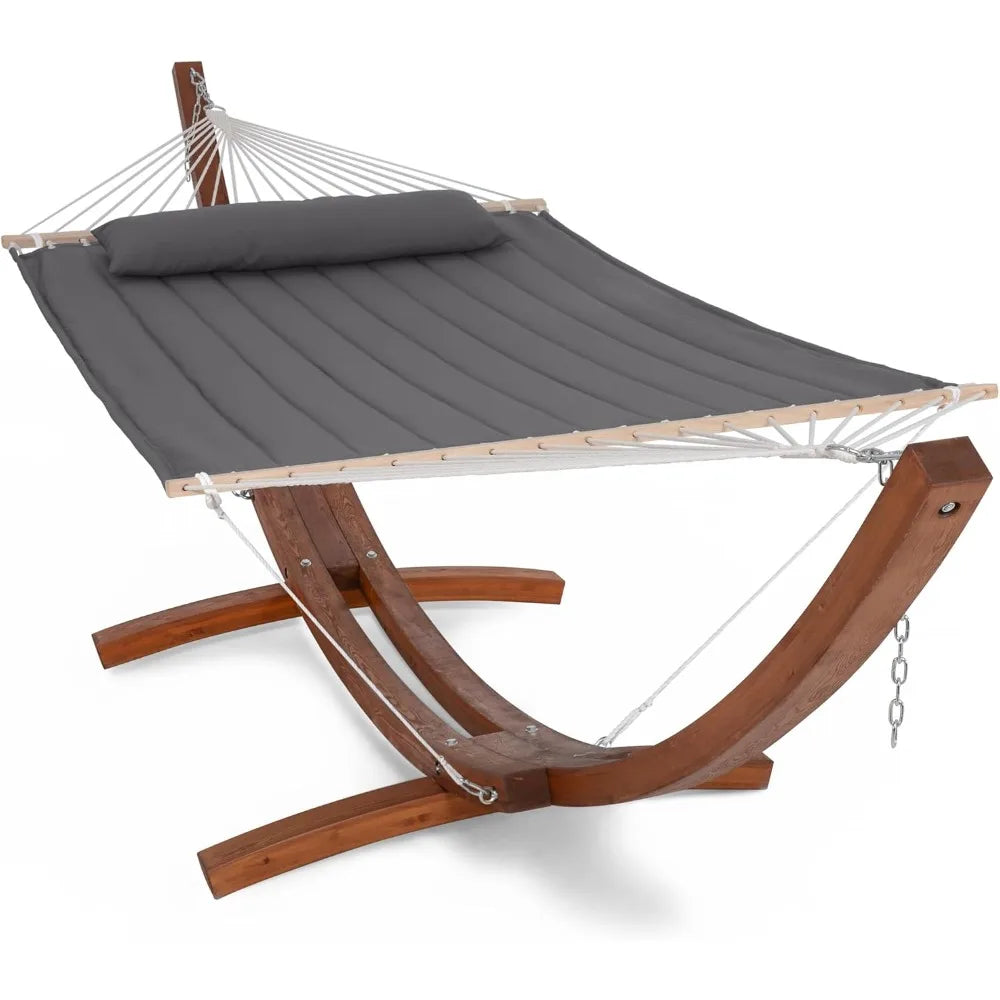 Double Hammock with Wooden Stand Included, Outdoor Hammocks