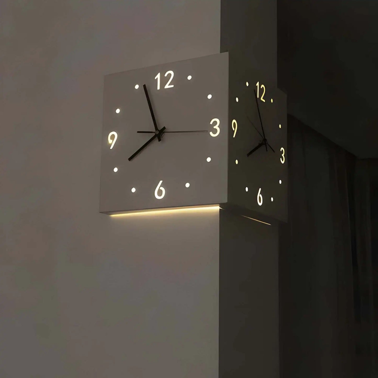 Combination Corner Double Sided Luminous Wall Clock Mute