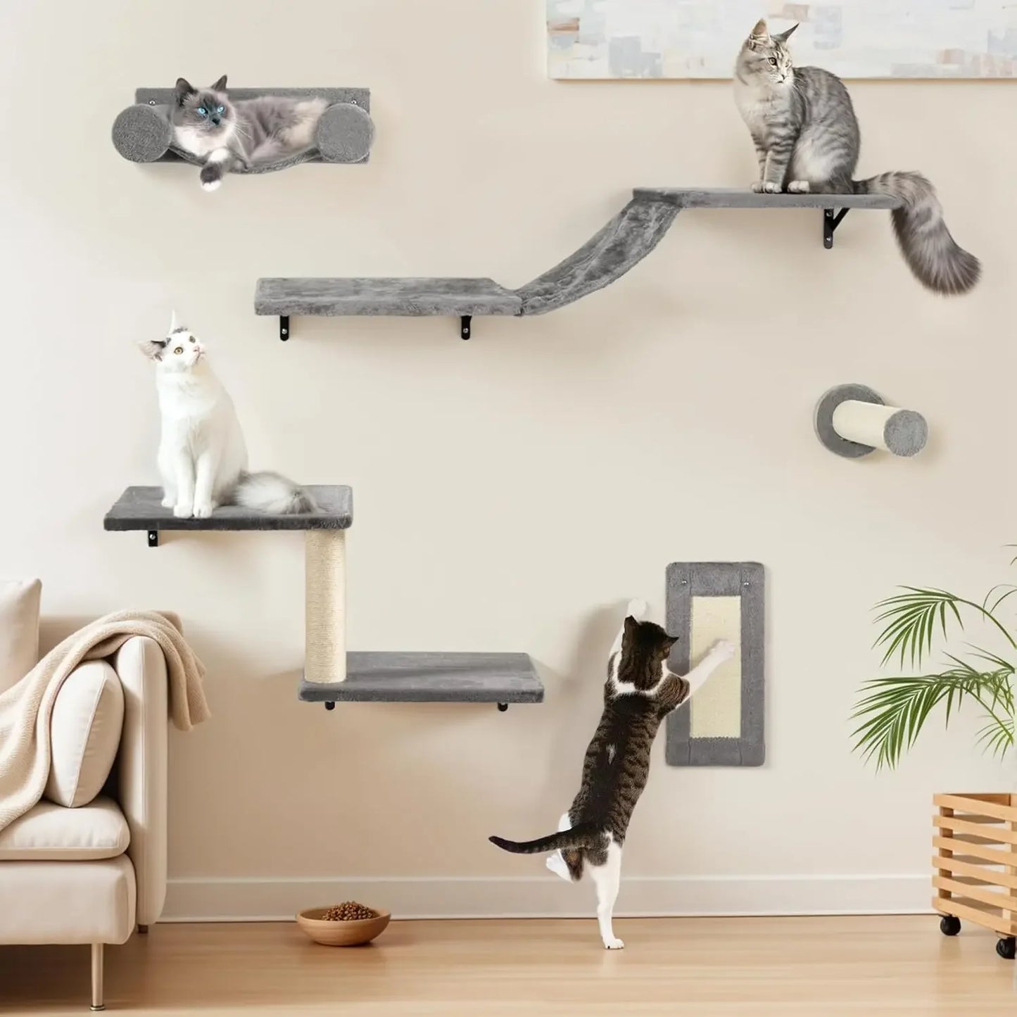 Breed Cat Wall Furniture Set with Shelves and Scratching Post