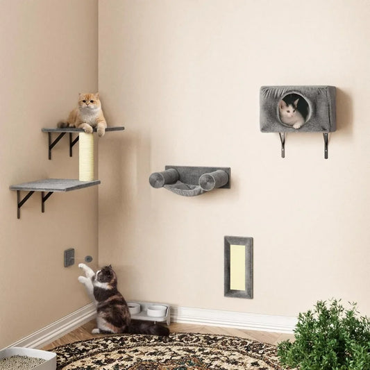 Breed Cat Wall Furniture Set with Shelves and Scratching Post