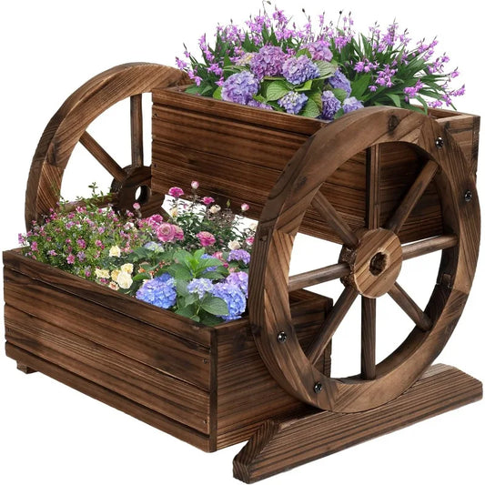 Wooden Wagon Planter Box,  Indoor & Outdoor