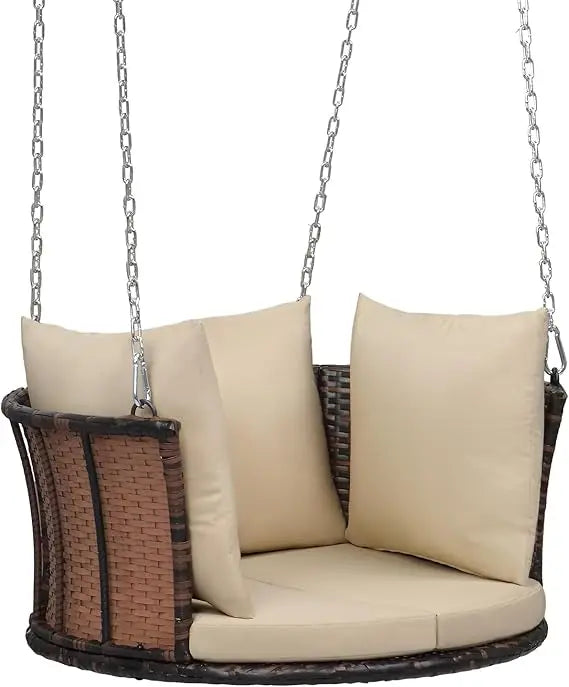 1-Person Round  Porch Swing  Support 440 LBS with Cushions