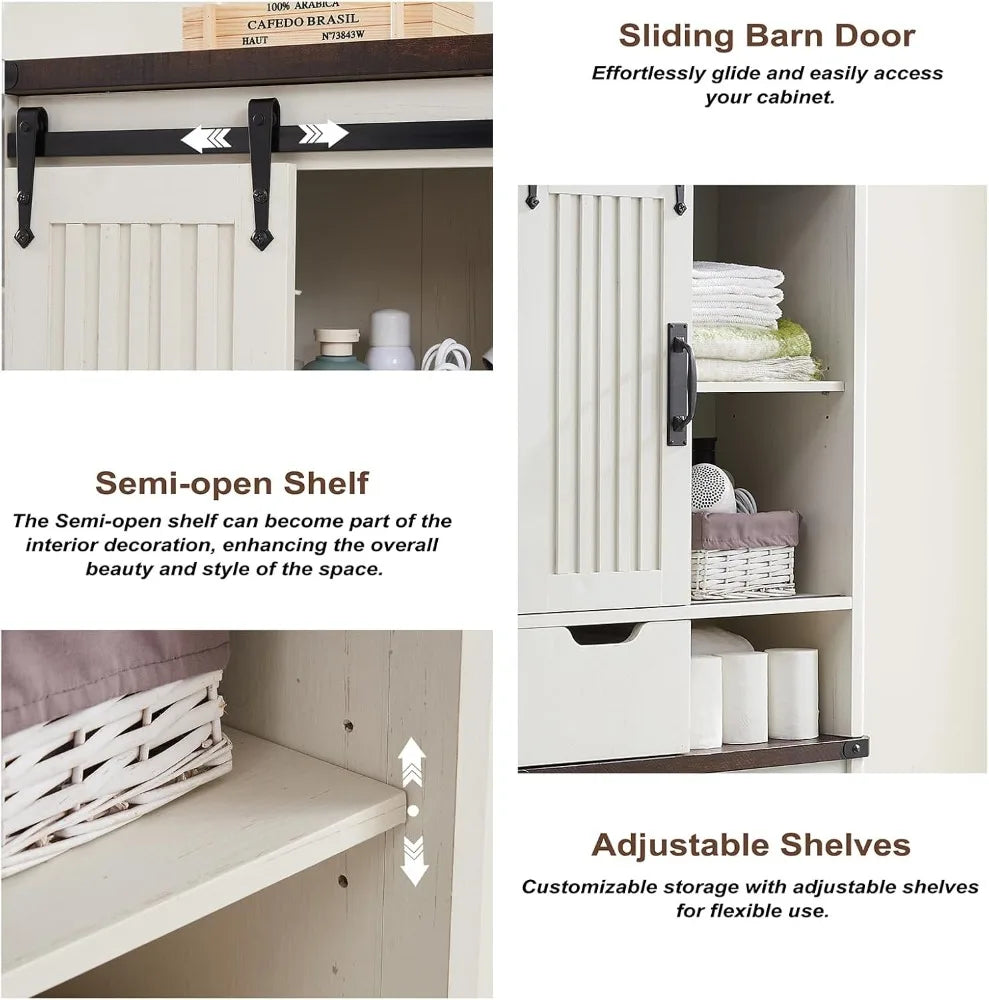 RBXCH Over Toilet Storage Cabinet With Sliding Barn Door