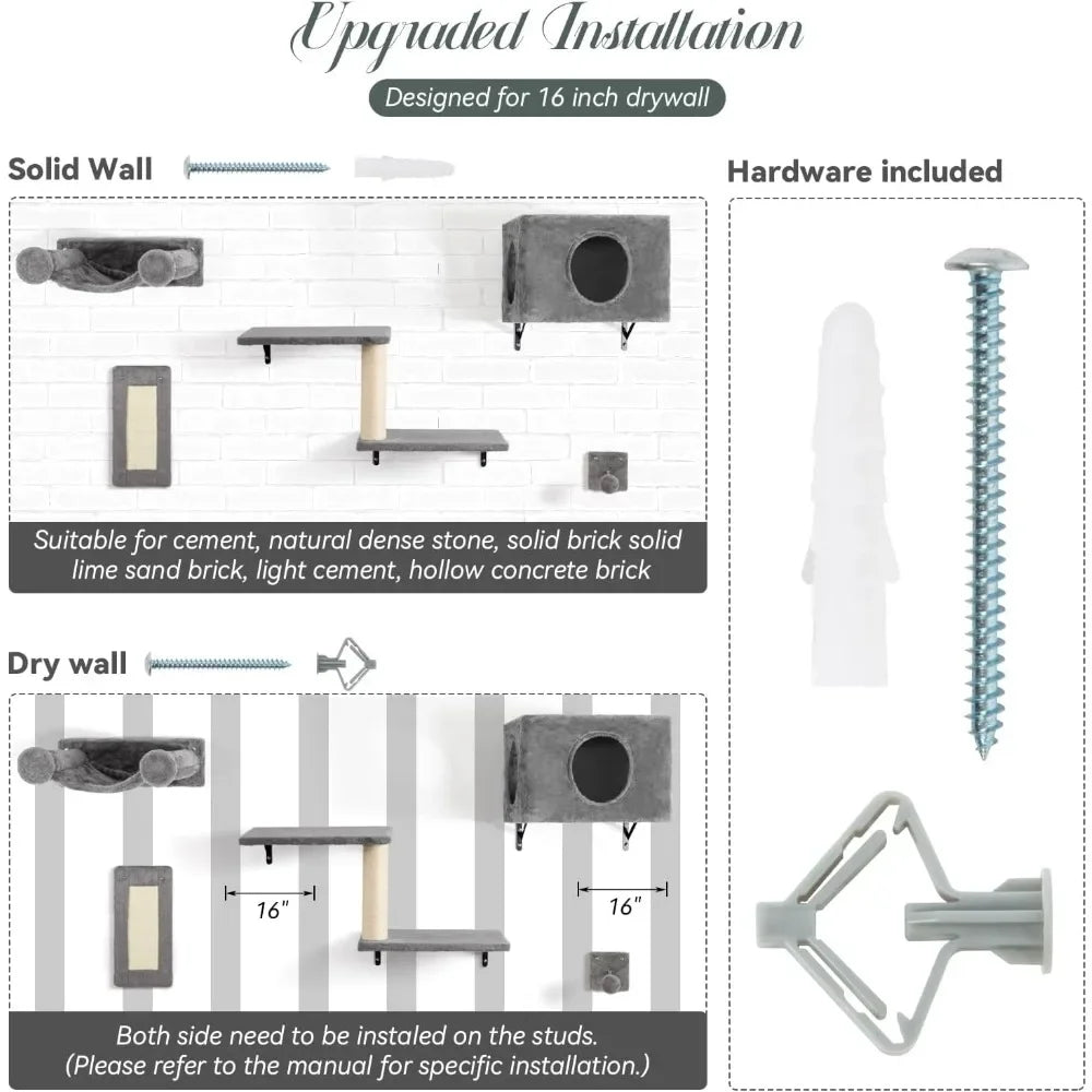Breed Cat Wall Furniture Set with Shelves and Scratching Post