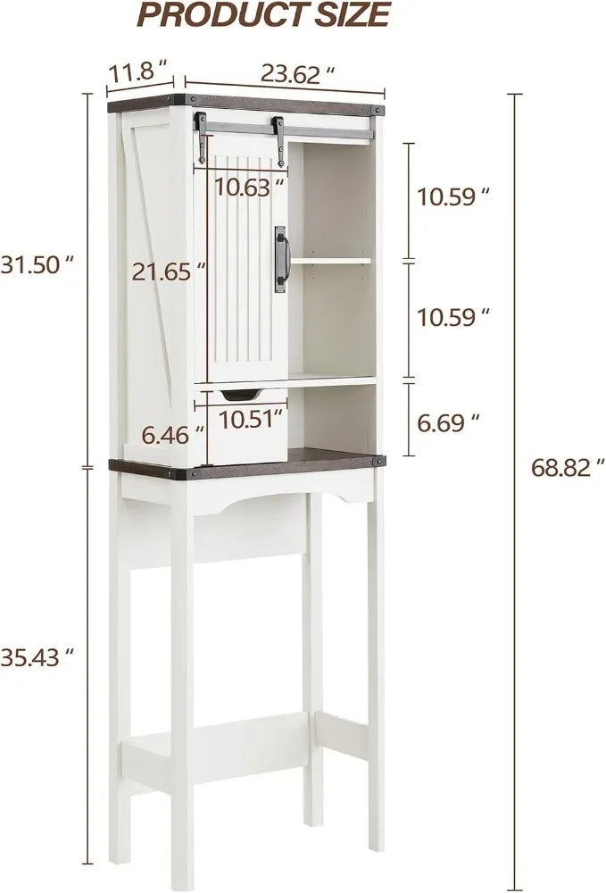 RBXCH Over Toilet Storage Cabinet With Sliding Barn Door