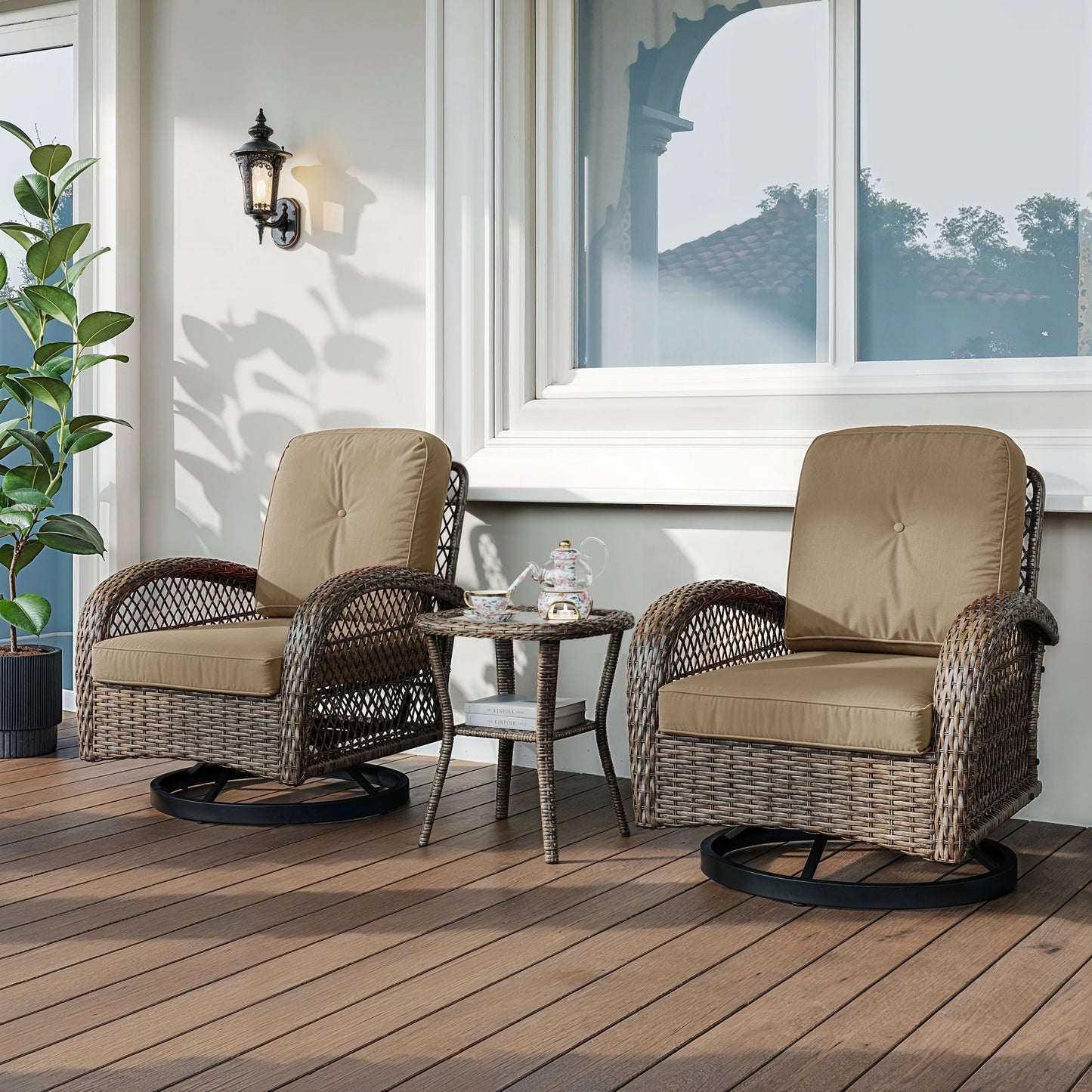 HOOMIC Outdoor Patio Furniture Set with Cozy Padded Cushions