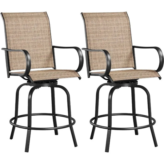Patio Swivel Bar Stools Outdoor Chairs , All-Weather Patio Stools