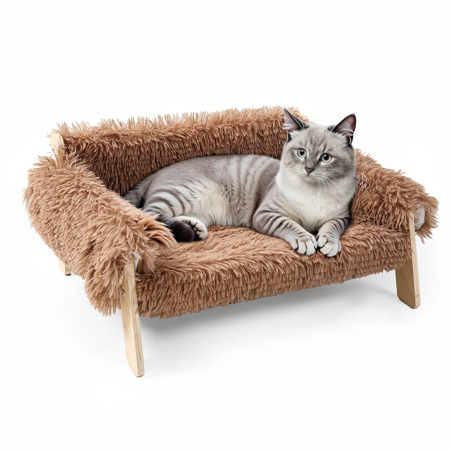 Large Bed Sturdy Wooden Leg Raised Plush Cat Sofa Bed