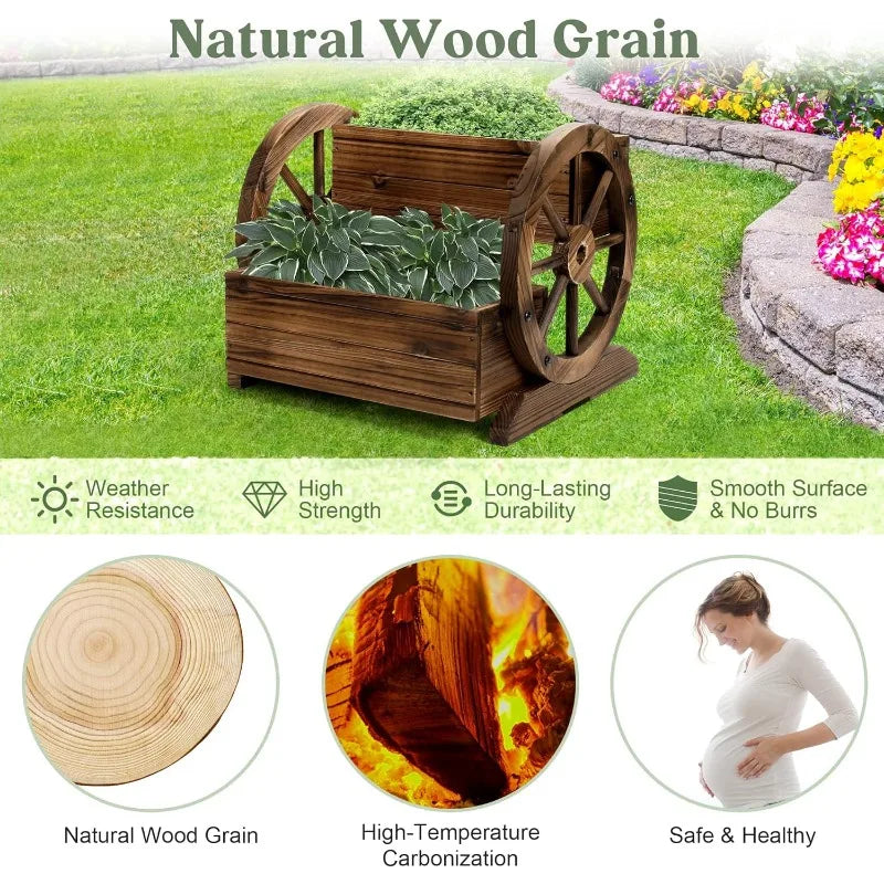 Wooden Wagon Planter Box,  Indoor & Outdoor