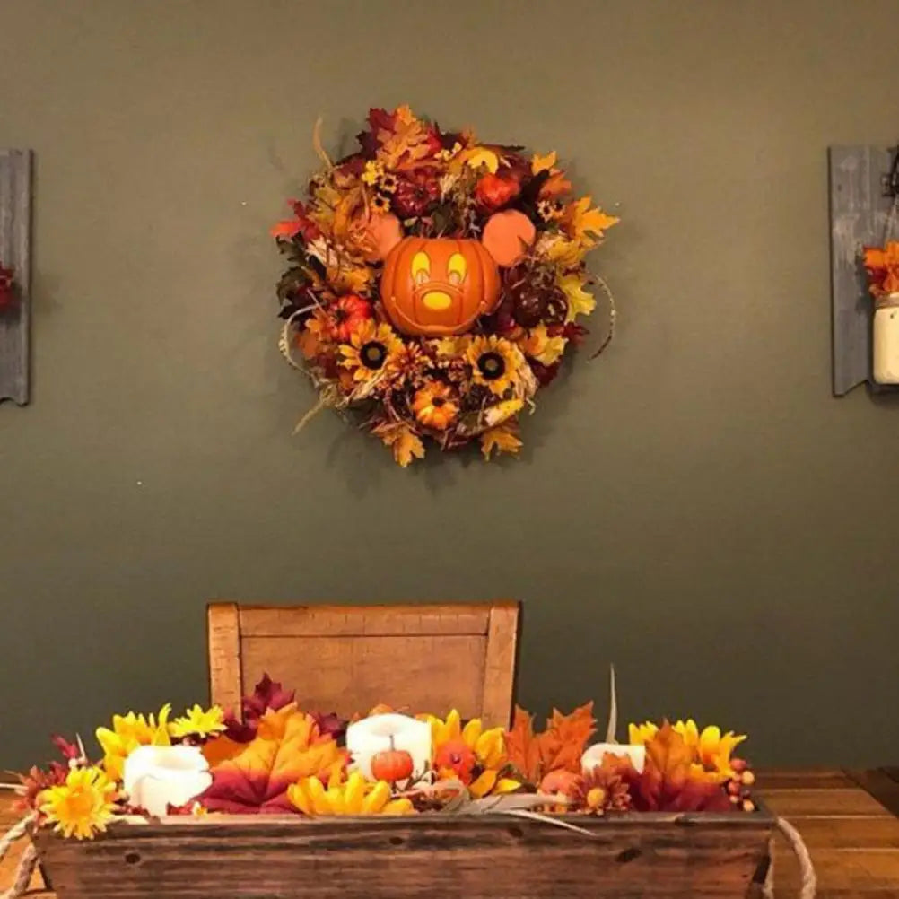 Hign-concerned Halloween Garland Artificial Maple Leaf Wreath Decor