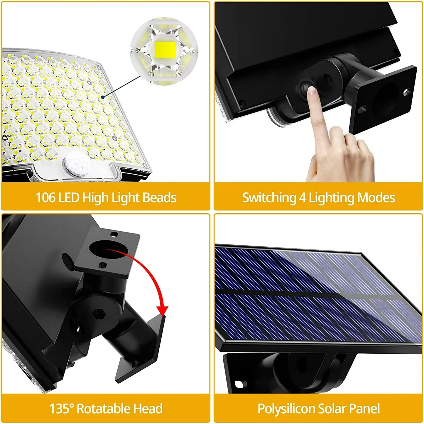 Solar LED Motion Sensor Light with Remote Waterproof Security