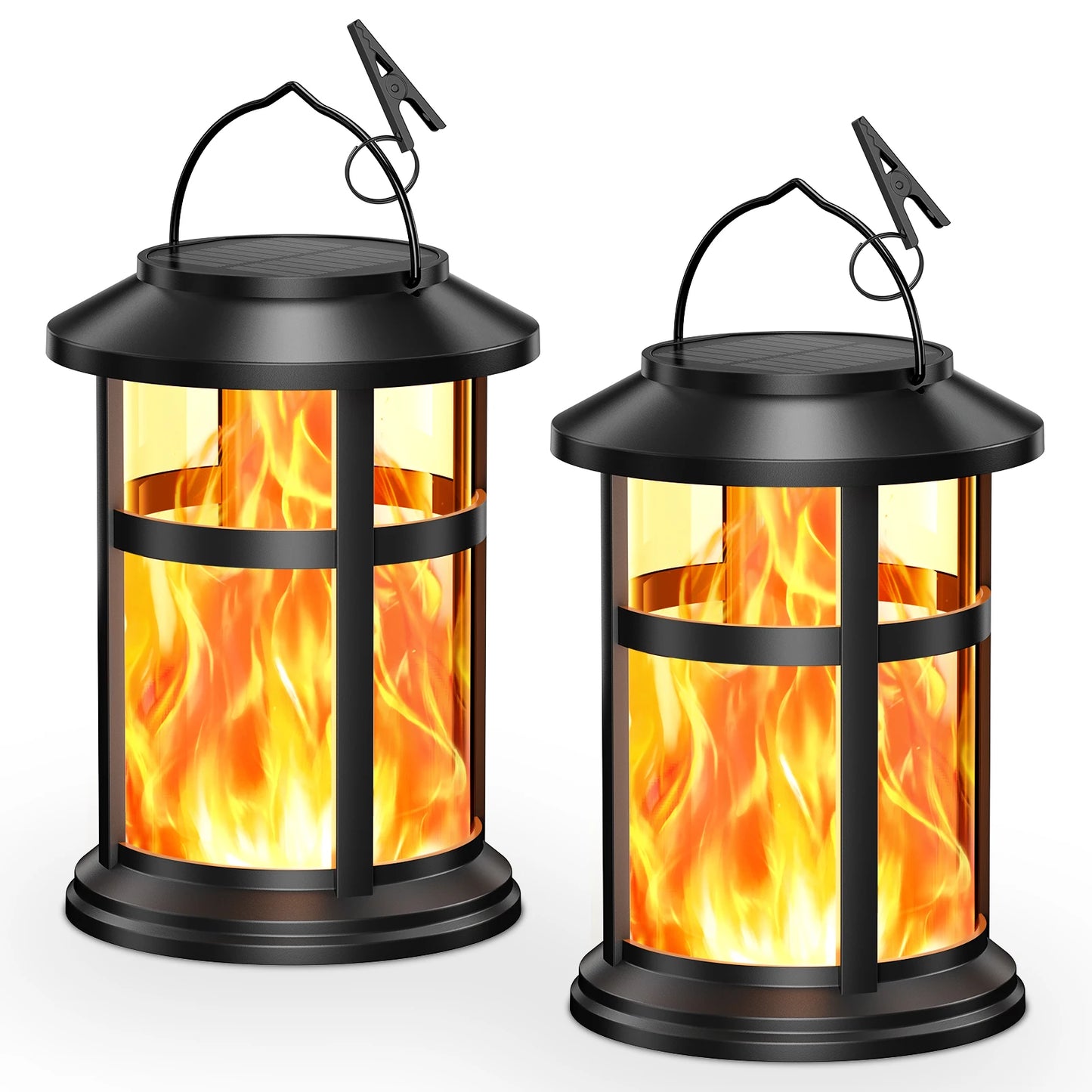 KPSTEK Solar Flame LED Lights 2 Pack for Outdoor Decor