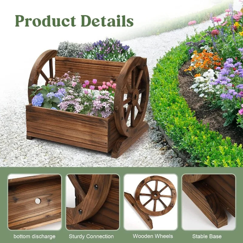Wooden Wagon Planter Box,  Indoor & Outdoor