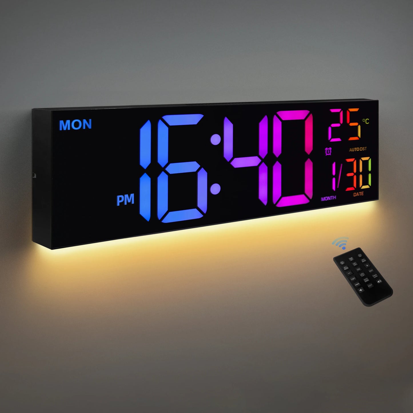 Hign-Concerned Digital Wall Clock With LED Display Remote