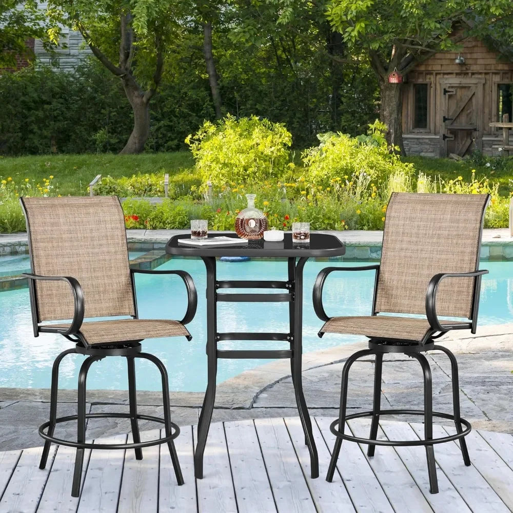 Patio Swivel Bar Stools Outdoor Chairs , All-Weather Patio Stools