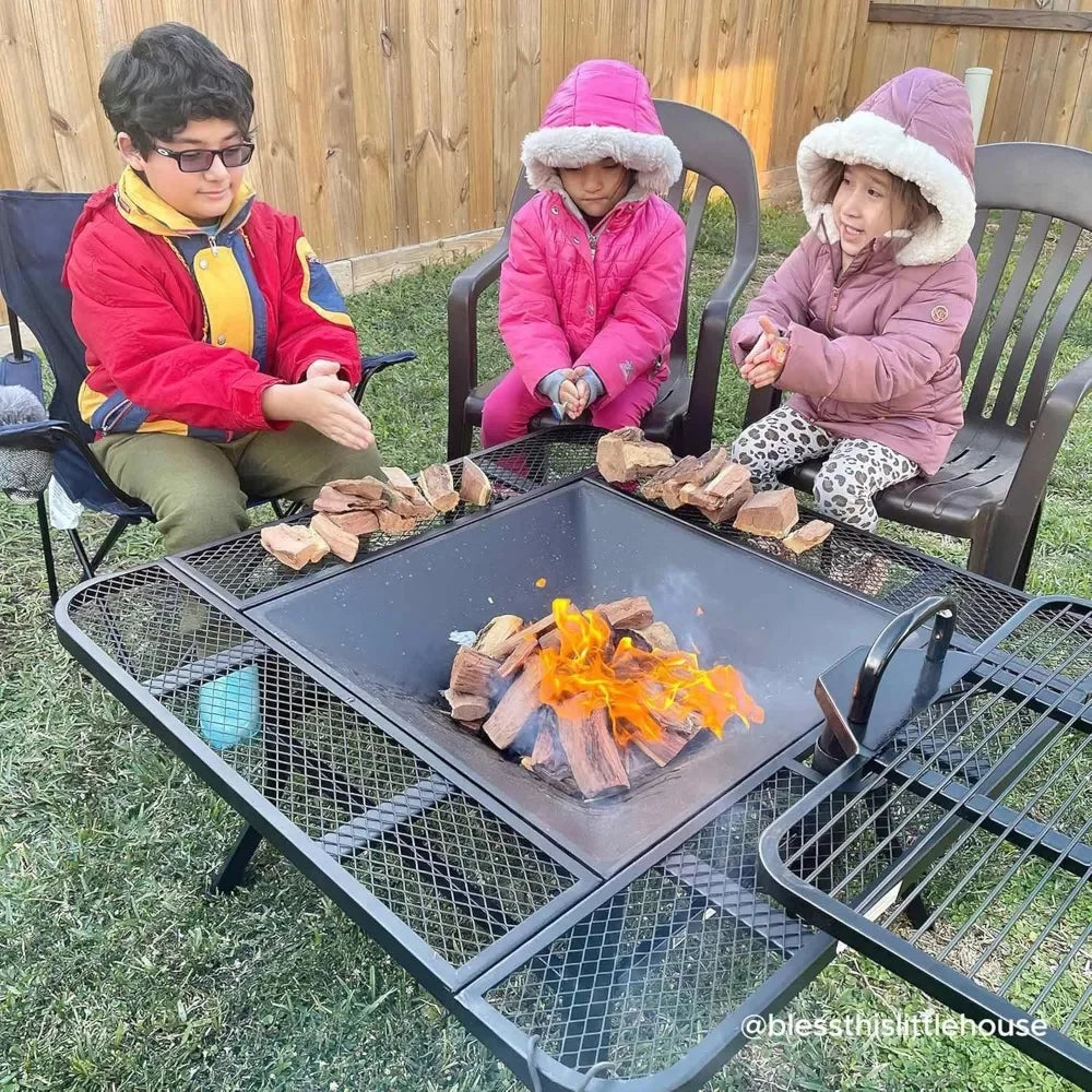 38 in Fire Pit Table with Adjustable Cooking Swivel BBQ Grill