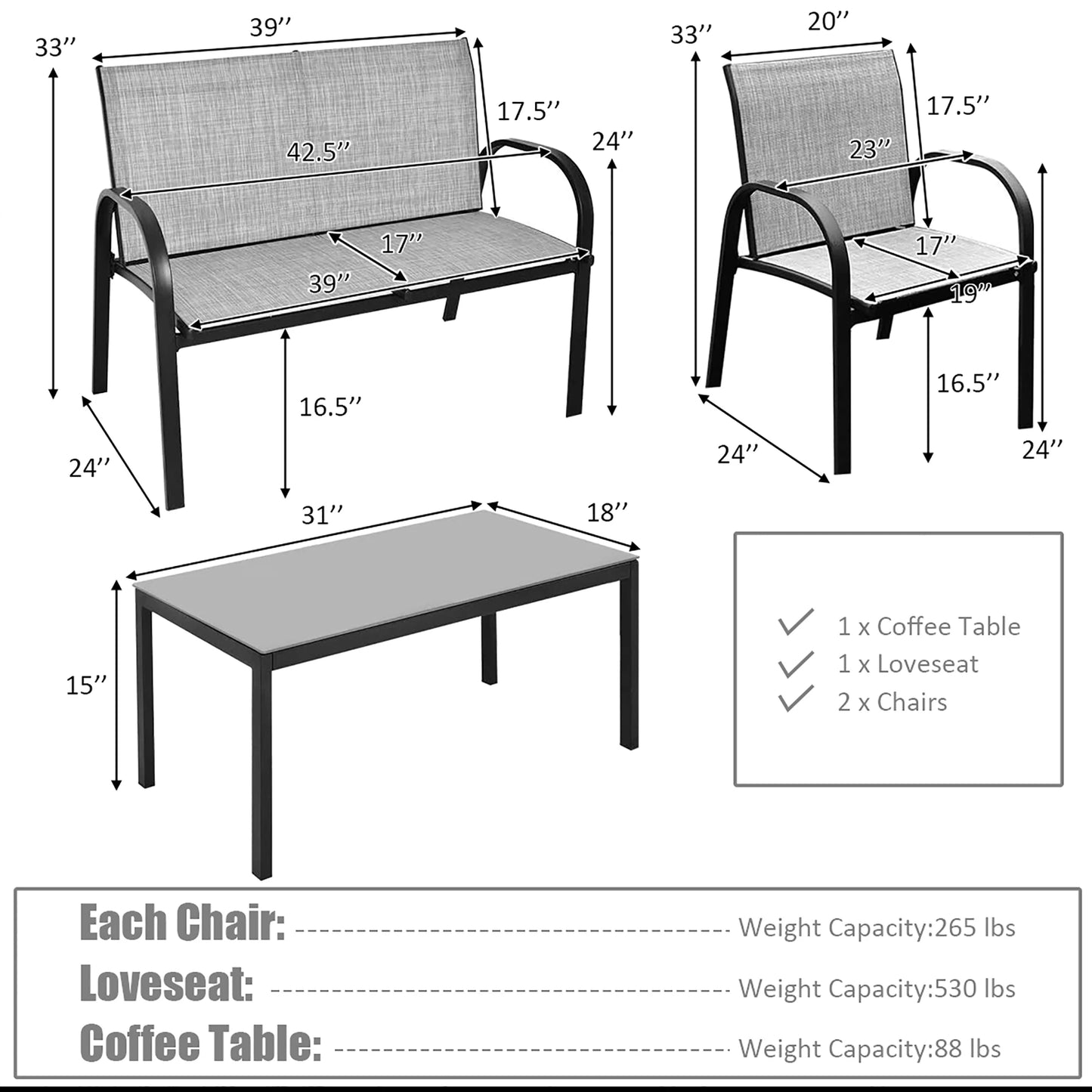 4 PCS Patio Furniture