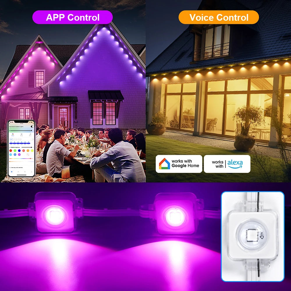 Permanent Outdoor Lights, Smart RGB Northern Lights , 100ft with 60 LED