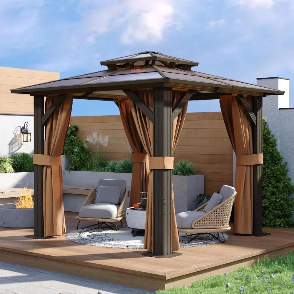 8'x8' Hardtop Gazebo,  with Curtains and Netting,