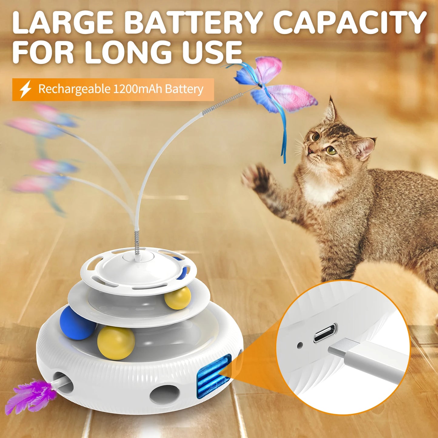 CN Interactive Cat Laser Teaser Puzzle Pet Toy USB Chargeable