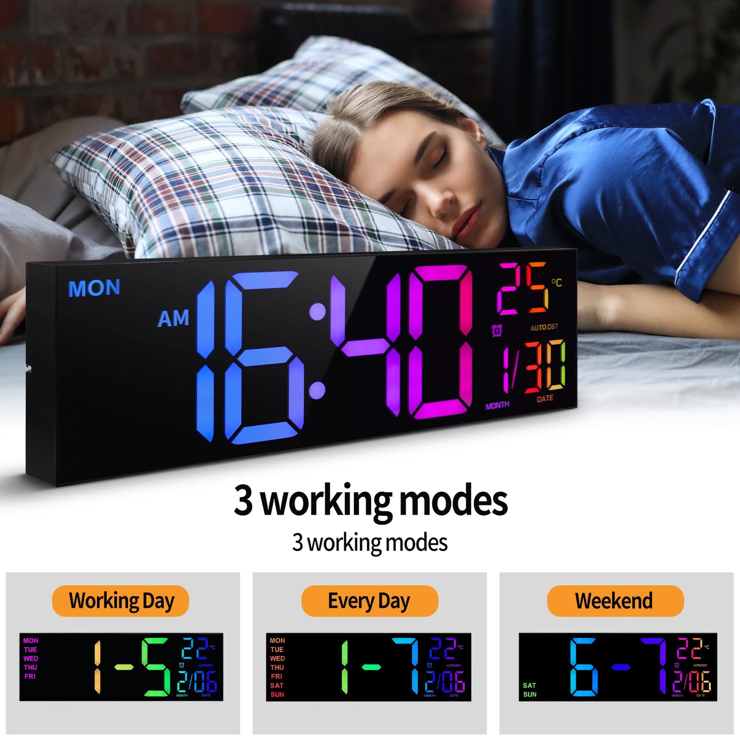 Hign-Concerned Digital Wall Clock With LED Display Remote