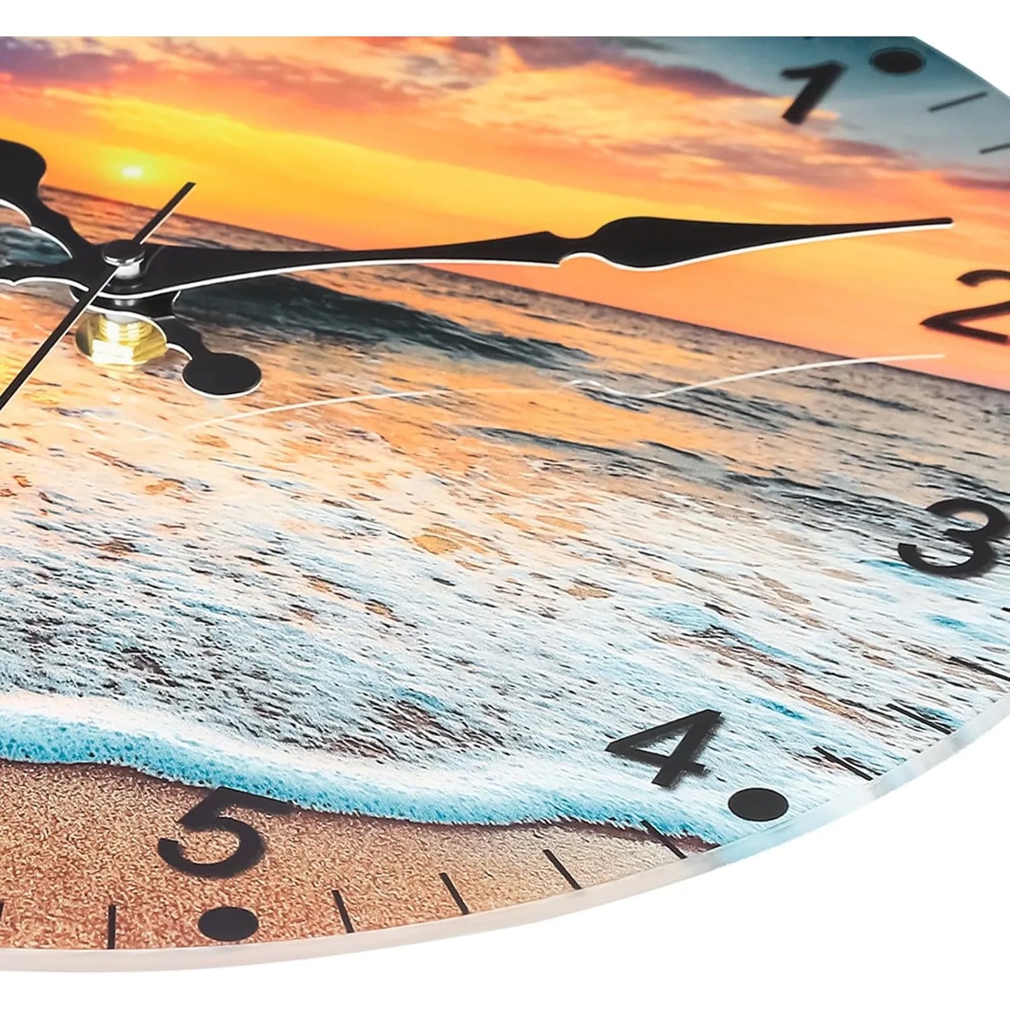 Hign-concerned 12 Inch Silent Non-Ticking Beach Sunrise Wall Clock