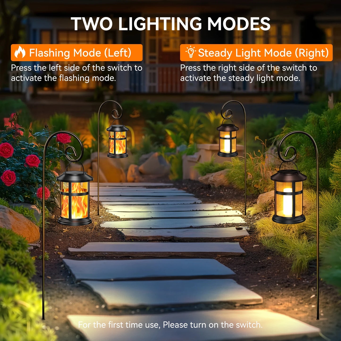KPSTEK Solar Flame LED Lights 2 Pack for Outdoor Decor