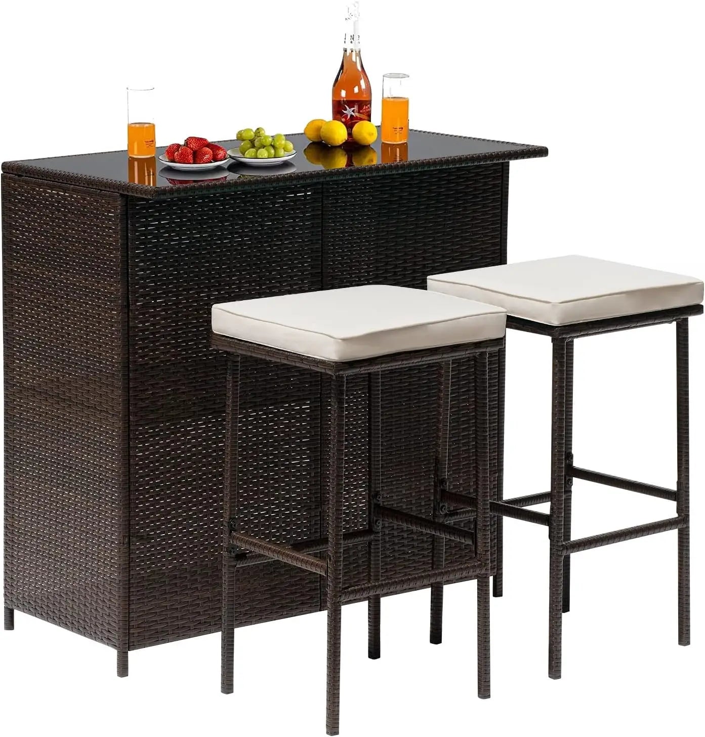 3 Piece Patio Set Chairs Wicker Sets