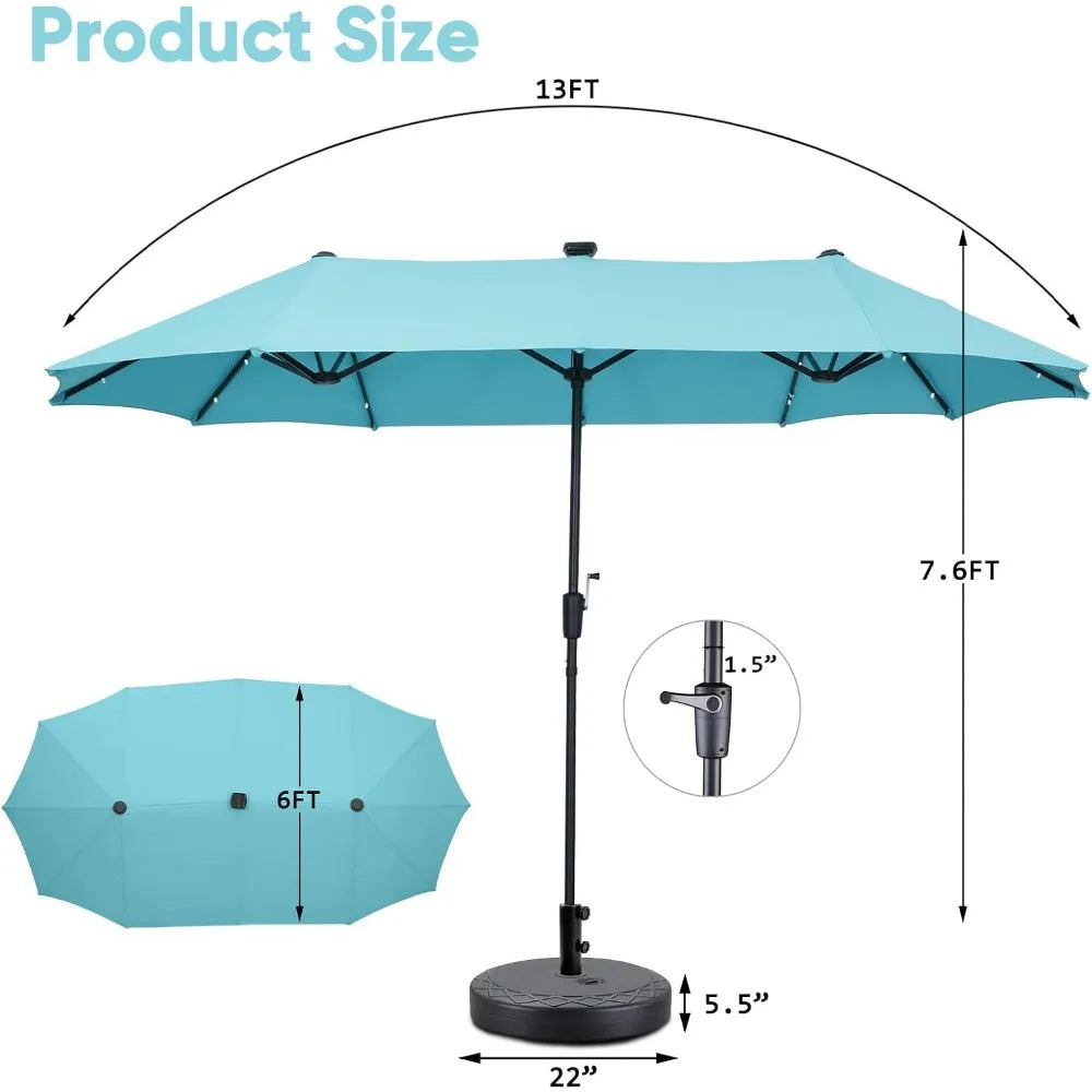 13Ft Large Patio Umbrella With Base Outdoor Double-Side